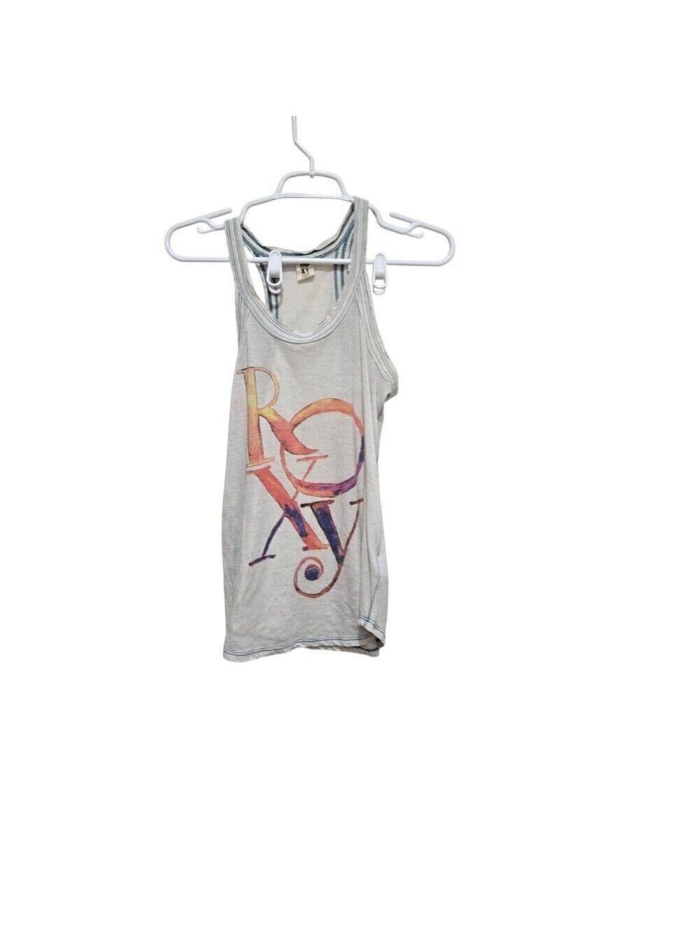 Roxy Watercolor Logo Racerback Tank Top XS Beachy